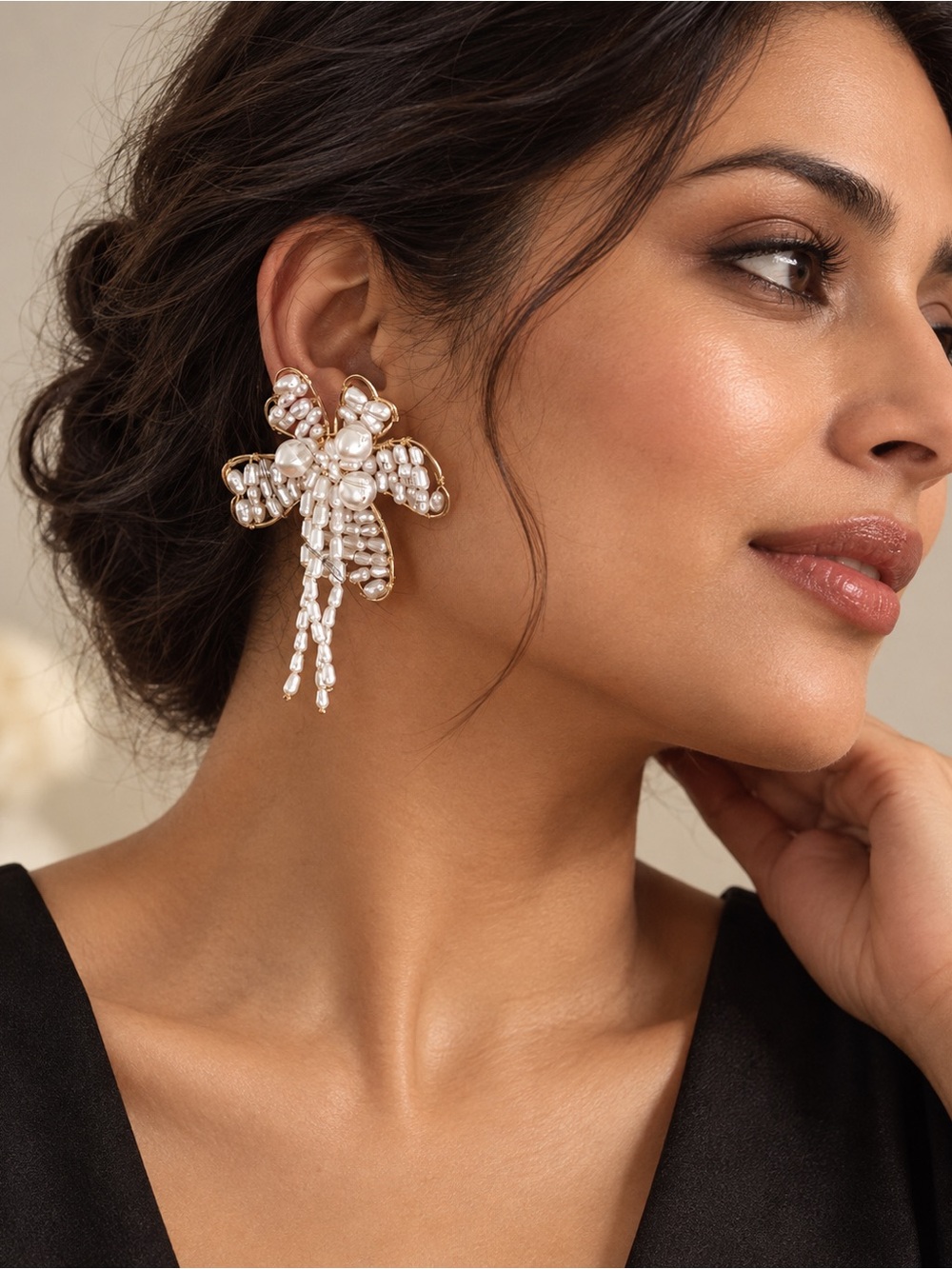 Anthropologie Flower Beaded Earrings